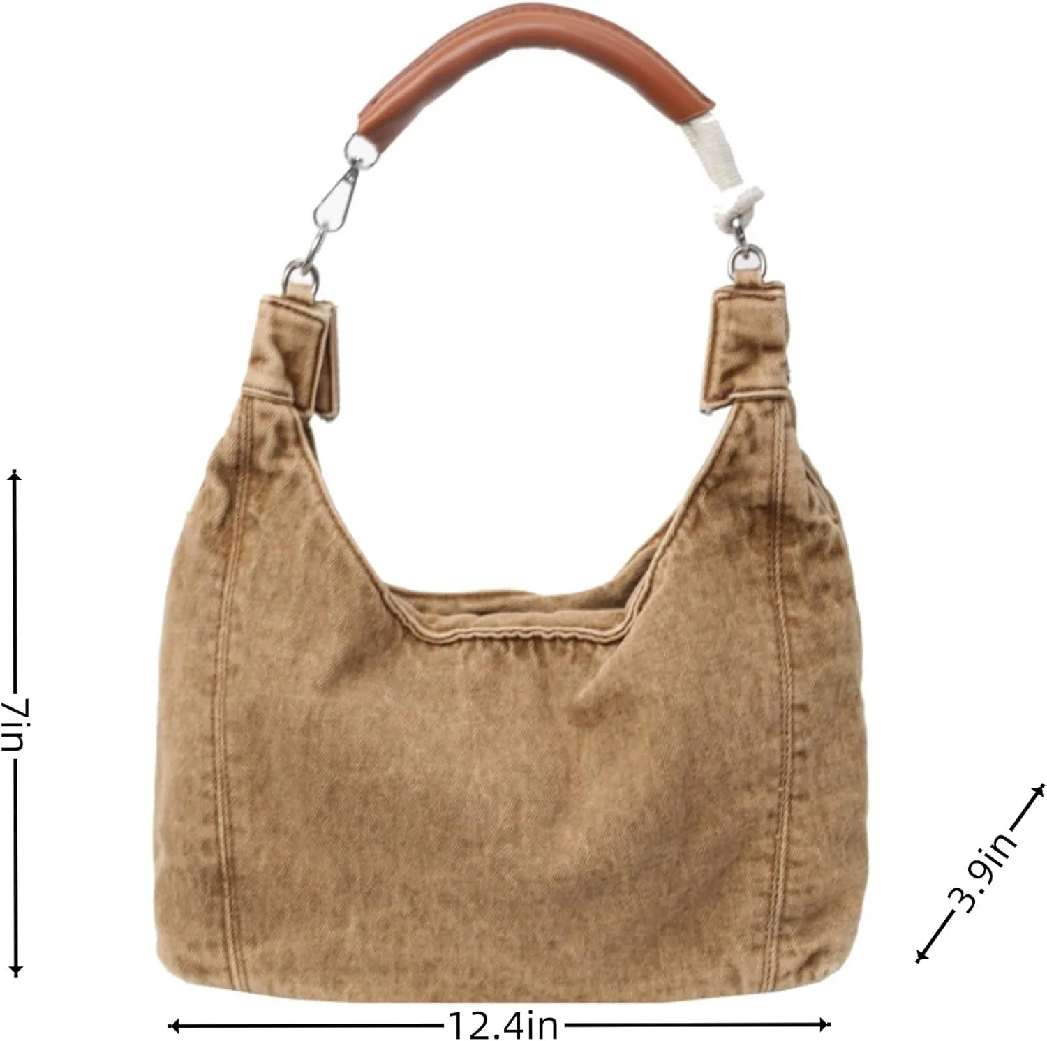 Vintage Denim Tote Handbag for Women Nostalgic Jean Shoulder Bag Purse Casual Top Handle Purse