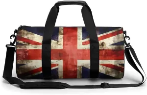Vintage England Flag Funny Gym Bag Travel Tote Bag Duffel Bag for Men Women Weekender Sports Vacation