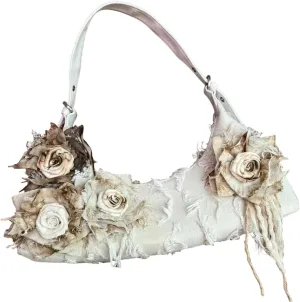 Vintage Lace Rose Hobo Bags, Handmade Shoulder Tote HandBag for Women, Duke Red Roses Lace Tote Bags