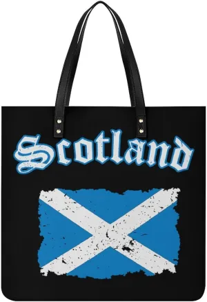 Vintage Scotland Flag Novelty Tote Bags for Women Funny Handbags Top Handle Purses Crossbody Shoulder Bag Fashion