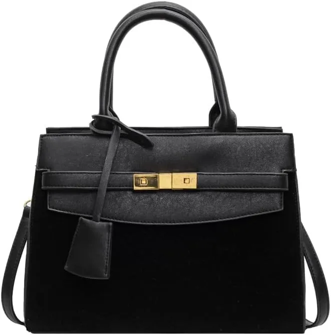 Vintage Suede Shoulder Bag Tote Bag Crossbody Bag Satchel Purse Chic Handbag Top-Handle Handbags for Women Girls