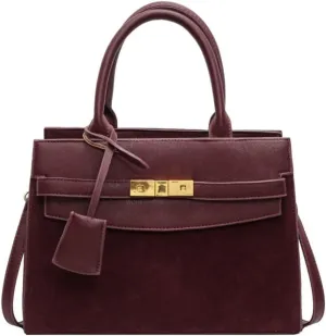 Vintage Suede Shoulder Bag Tote Bag Crossbody Bag Satchel Purse Chic Handbag Top-Handle Handbags for Women Girls
