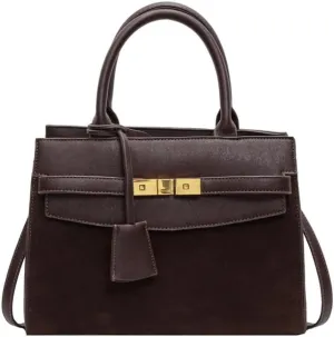 Vintage Suede Shoulder Bag Tote Bag Crossbody Bag Satchel Purse Chic Handbag Top-Handle Handbags for Women Girls