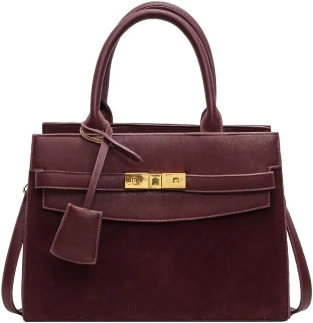 Vintage Suede Shoulder Bag Tote Bag Crossbody Bag Satchel Purse Chic Handbag Top-Handle Handbags for Women Girls