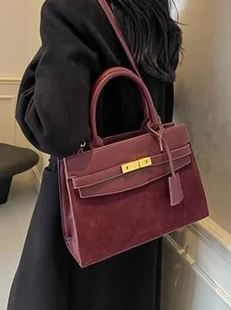 Vintage Suede Shoulder Bag Tote Bag Crossbody Bag Satchel Purse Chic Handbag Top-Handle Handbags for Women Girls