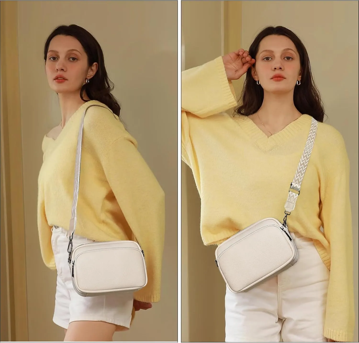VODIU Crossbody Bags for Women Purses Handbags Leather Shoulder Bag with Guitar Strap Cross Body Bag for Woman Trendy Purse