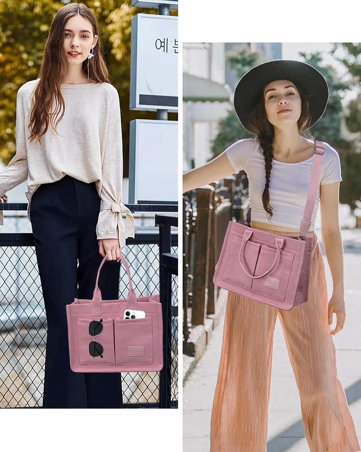 VOFANK Canvas Tote Bag for Women with Pockets Large Crossbody Bag Satchel Bag Handbag Everything Everyday Bag for Work Daily