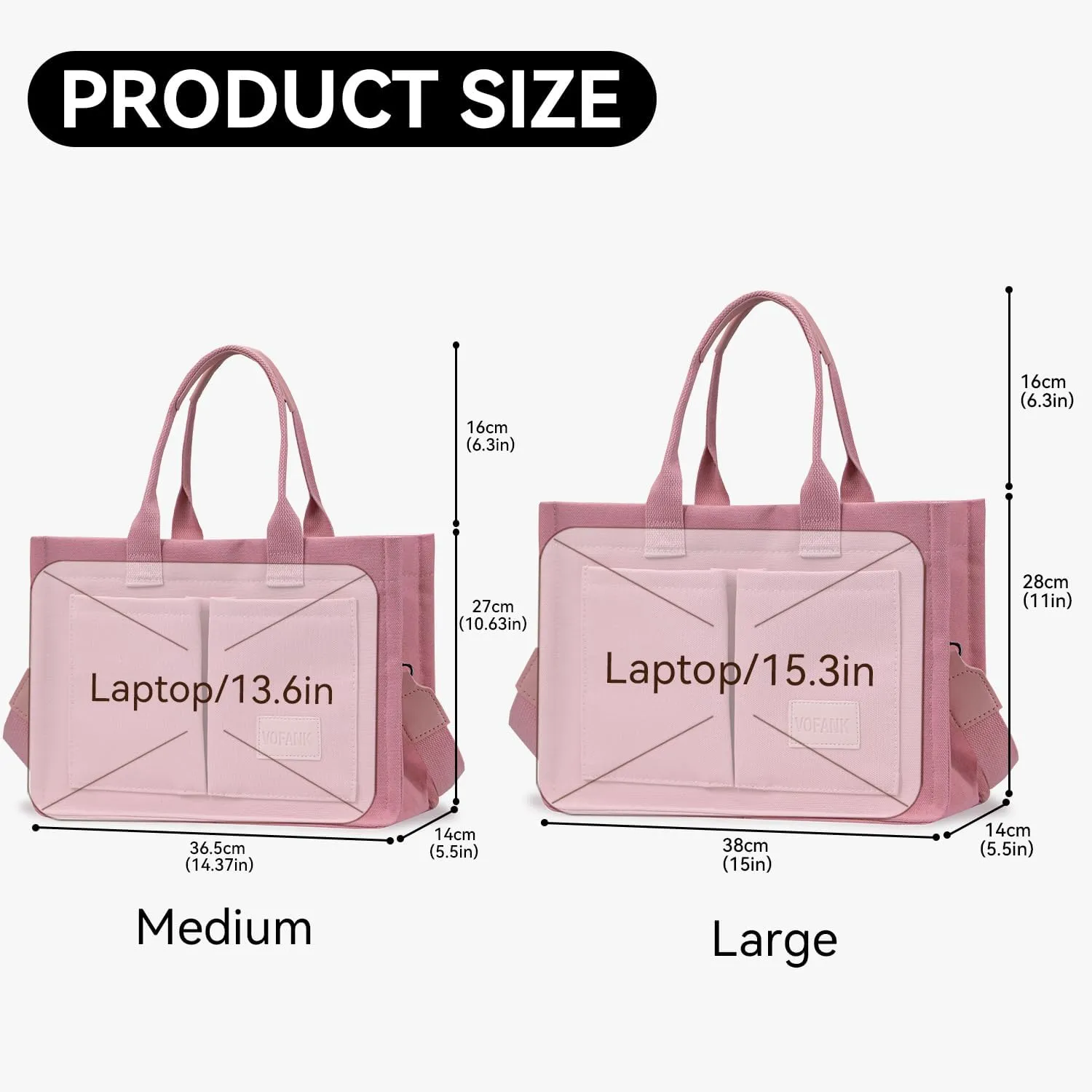 VOFANK Canvas Tote Bag for Women with Pockets Large Crossbody Bag Satchel Bag Handbag Everything Everyday Bag for Work Daily