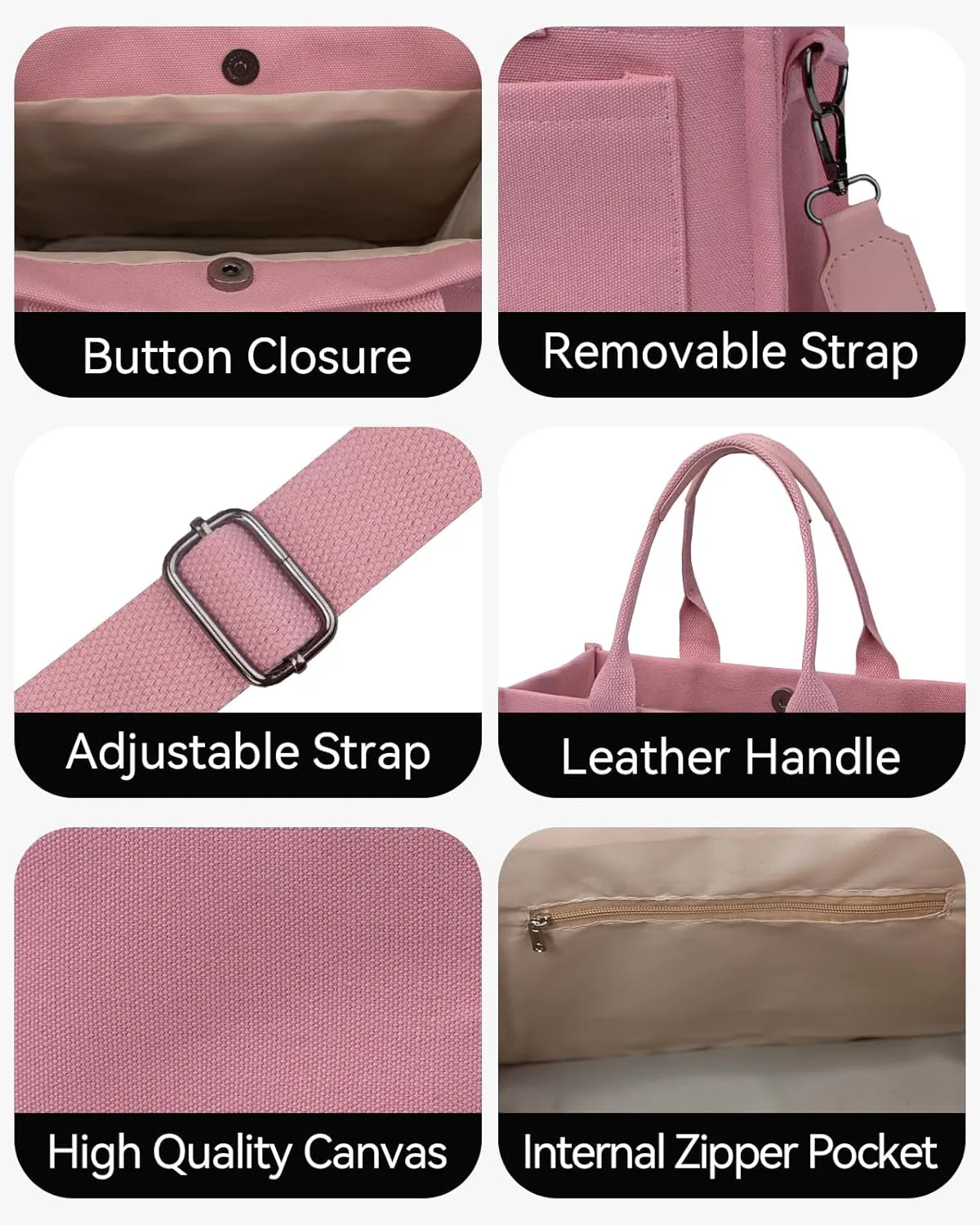 VOFANK Canvas Tote Bag for Women with Pockets Large Crossbody Bag Satchel Bag Handbag Everything Everyday Bag for Work Daily
