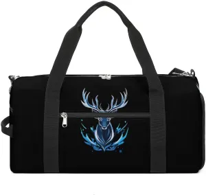 Watercolor Deer Duffle Bag Waterproof Gym Tote Bags Travel Overnight Bags with Shoes Compartment