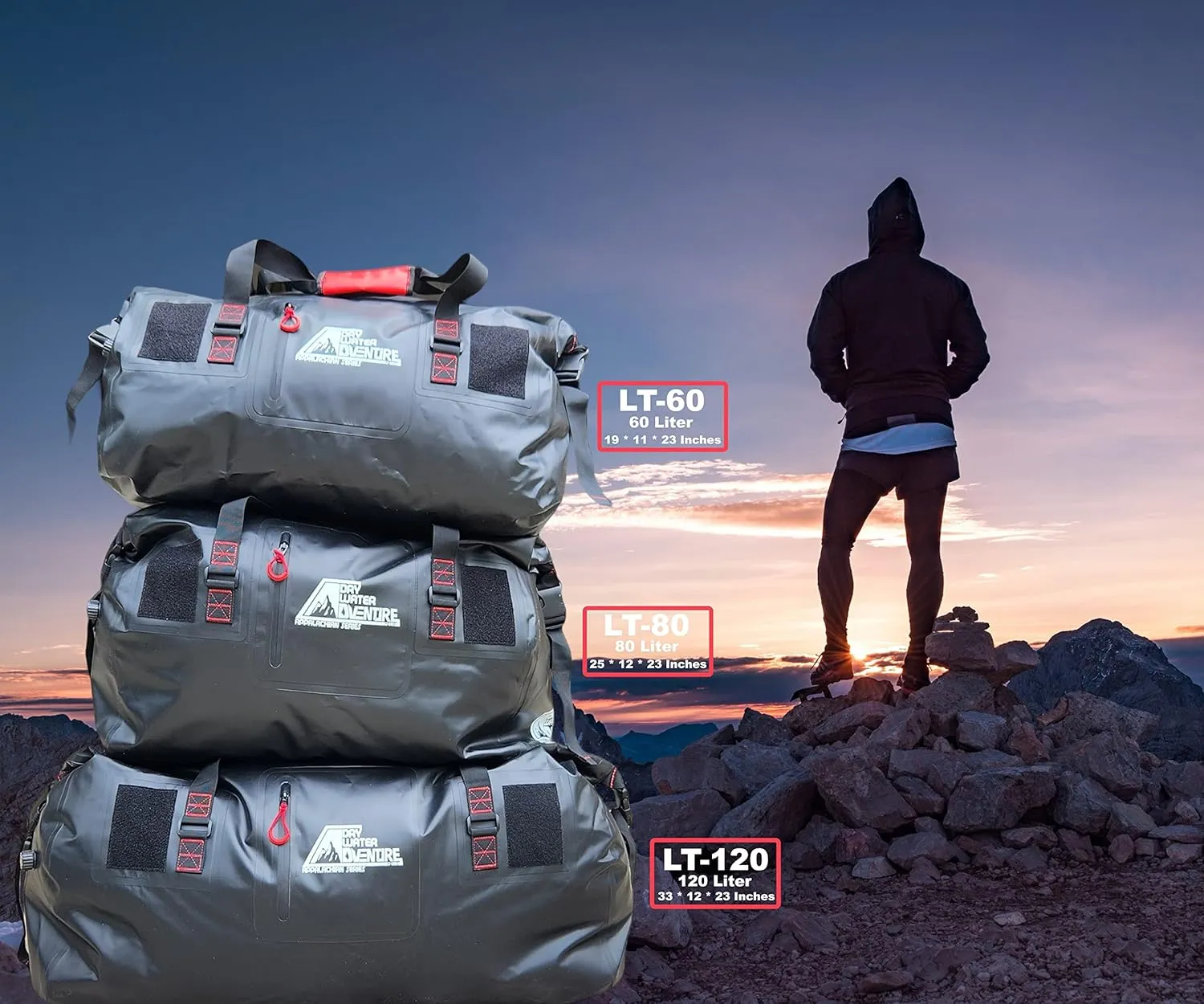 Waterproof Duffel Bag, Marine Grade (120 Liter/31.7 Gallon, Appalachian Series, Black)