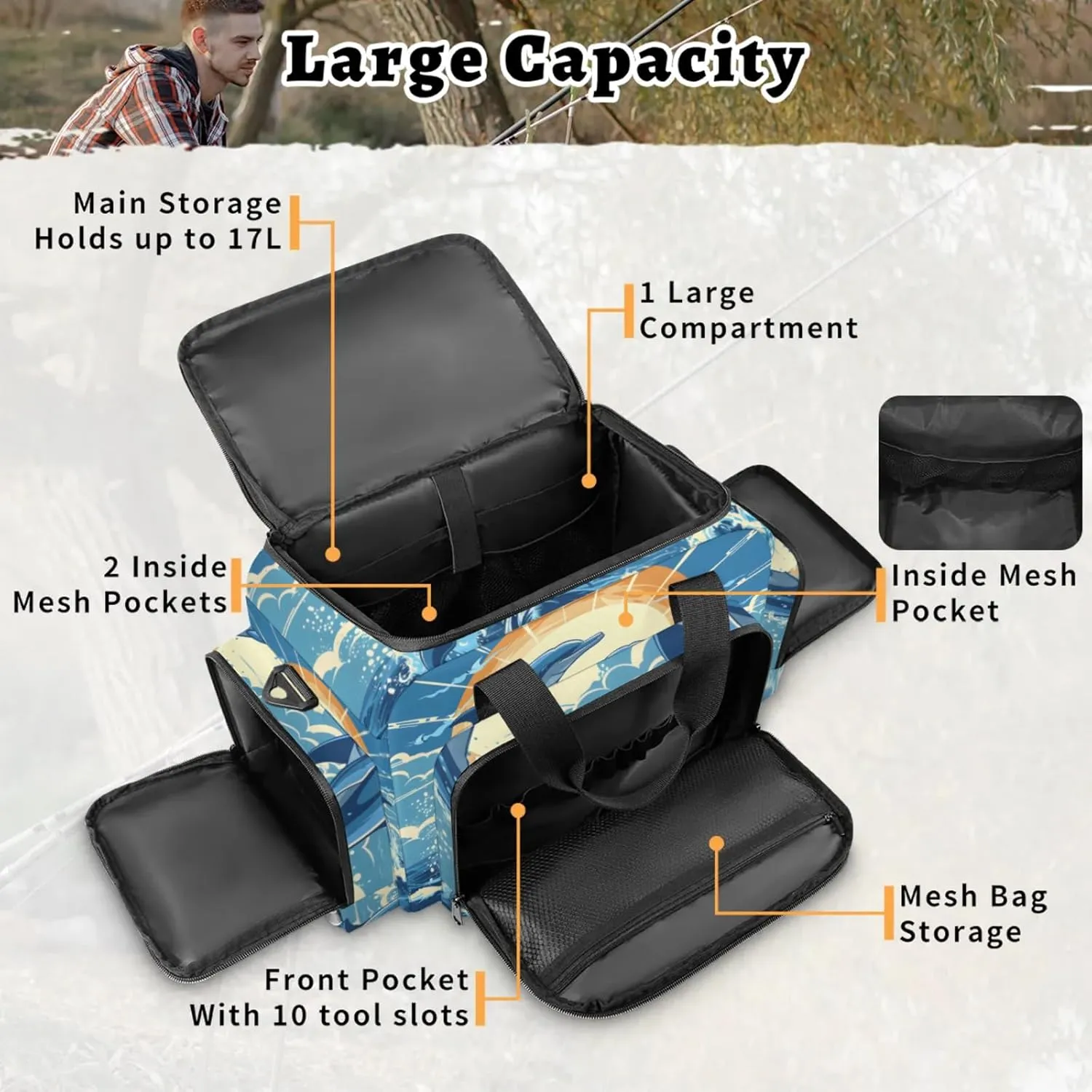 Waterproof Tactical Duffle Bag 25" Carry On Bag for EMT Tear-Resistant Gym Bag with Multi-Pocket & OSHA Reflective Travel Bags for Men Women Sun Dolphins Ocean