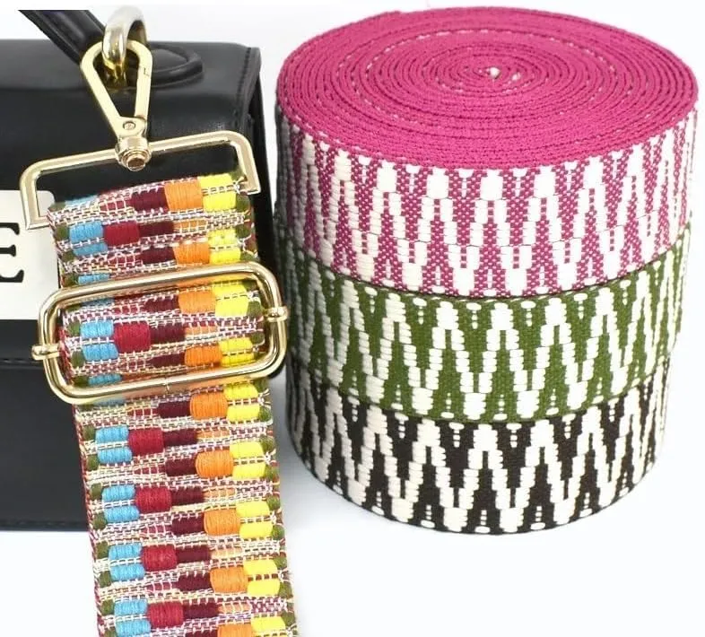 Webbing 2/5Y 38/50mm Ethnic Jacquard Webbing Polyester Ribbon Tape Bags Strap Trims Clothes Belt Decoration Lace Band DIY Sewing Bias webbing straps for bags(08-50mm,5Yards)