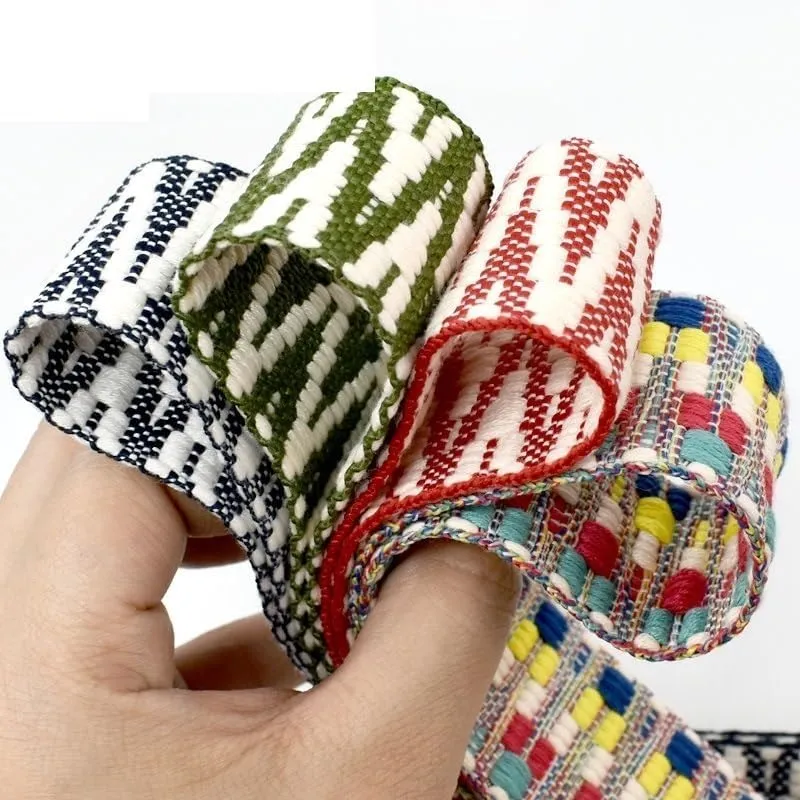 Webbing 2/5Y 38/50mm Ethnic Jacquard Webbing Polyester Ribbon Tape Bags Strap Trims Clothes Belt Decoration Lace Band DIY Sewing Bias webbing straps for bags(08-50mm,5Yards)