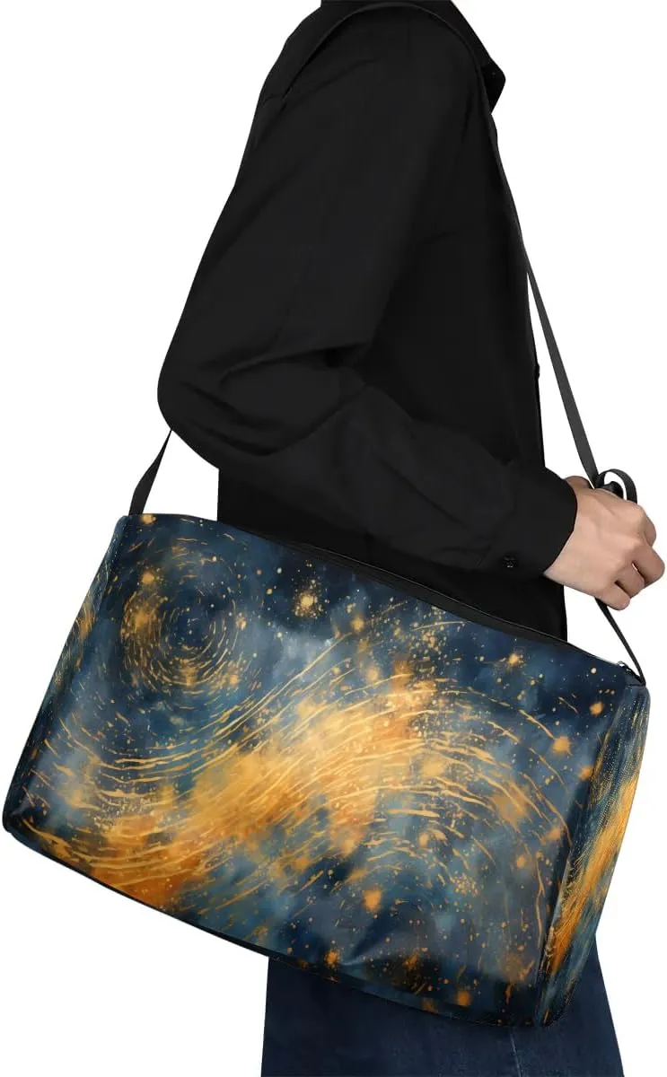 Weekend Bag Abstract Graceful Print Lightweight Carry On Duffel Bag Waterproof Gym Bag Pu Leather Duffle Bag for Workout Travel Sport