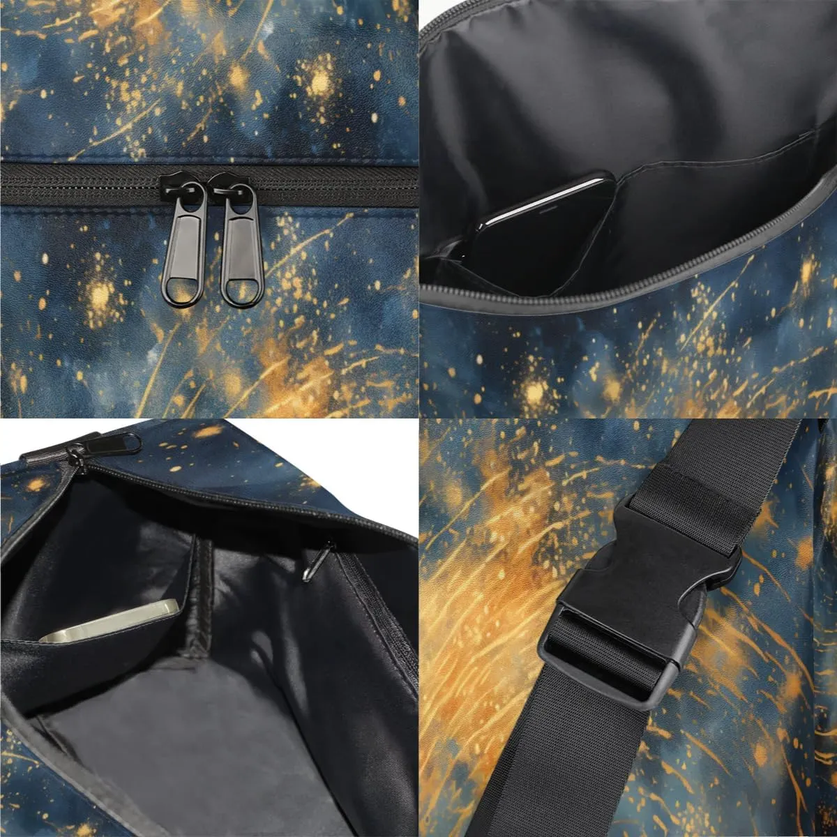 Weekend Bag Abstract Graceful Print Lightweight Carry On Duffel Bag Waterproof Gym Bag Pu Leather Duffle Bag for Workout Travel Sport