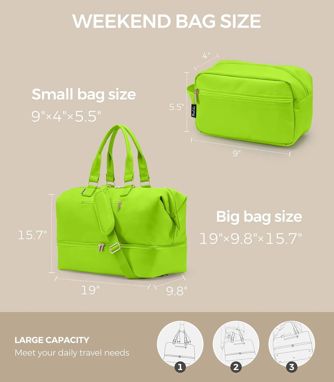 Weekender Bags for Women, Large Travel Duffel Bag with Shoes Compartment, Carry On Overnight Tote Bags with Toiletry Bags, Hospital Bags for Labor and Delivery