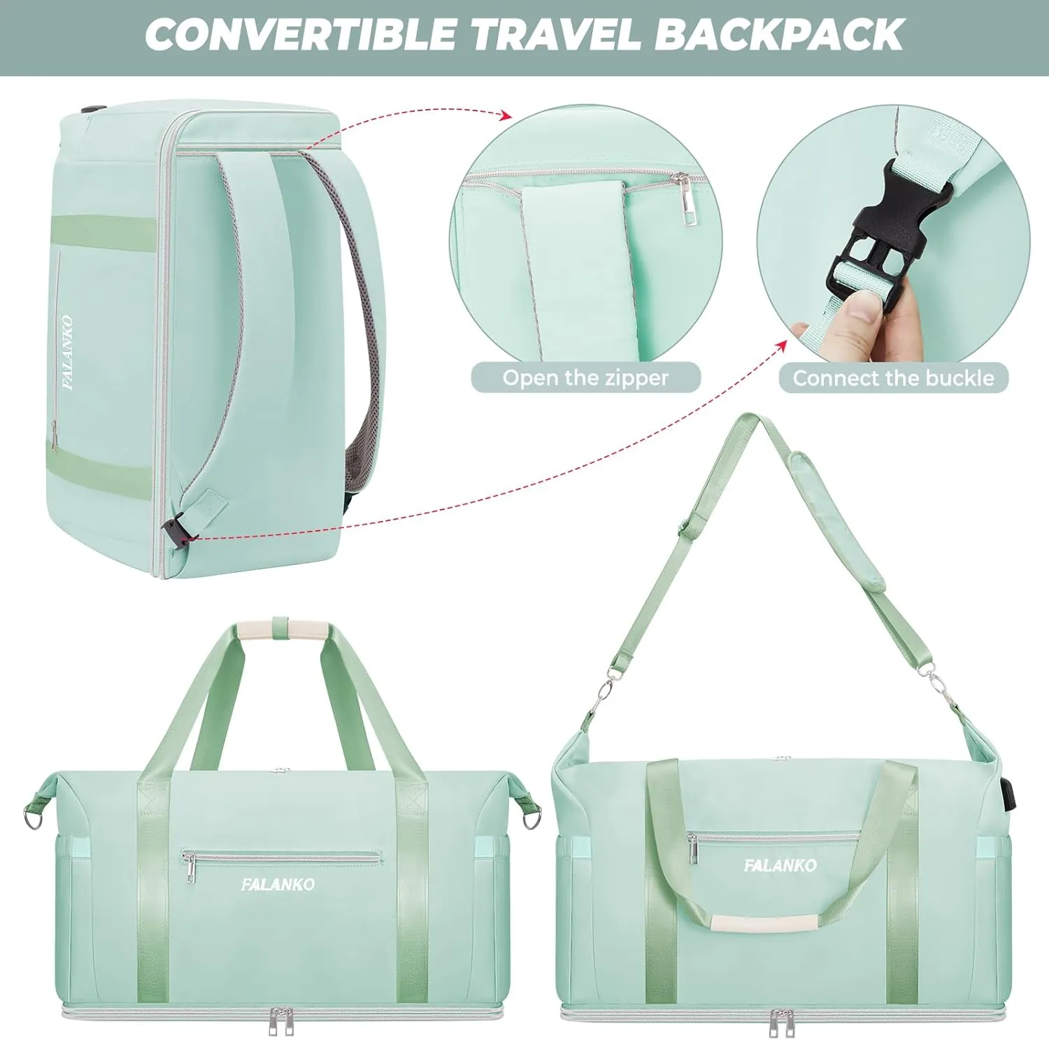 Weekender Bags for Women,Large 44L Expandable Travel Duffel Bag with Shoe Compartment,Toiletry Bag Set,Wet Pocket,Overnight Backpack Carry On Tote for Outdoor,Hospital,Gym,Beach