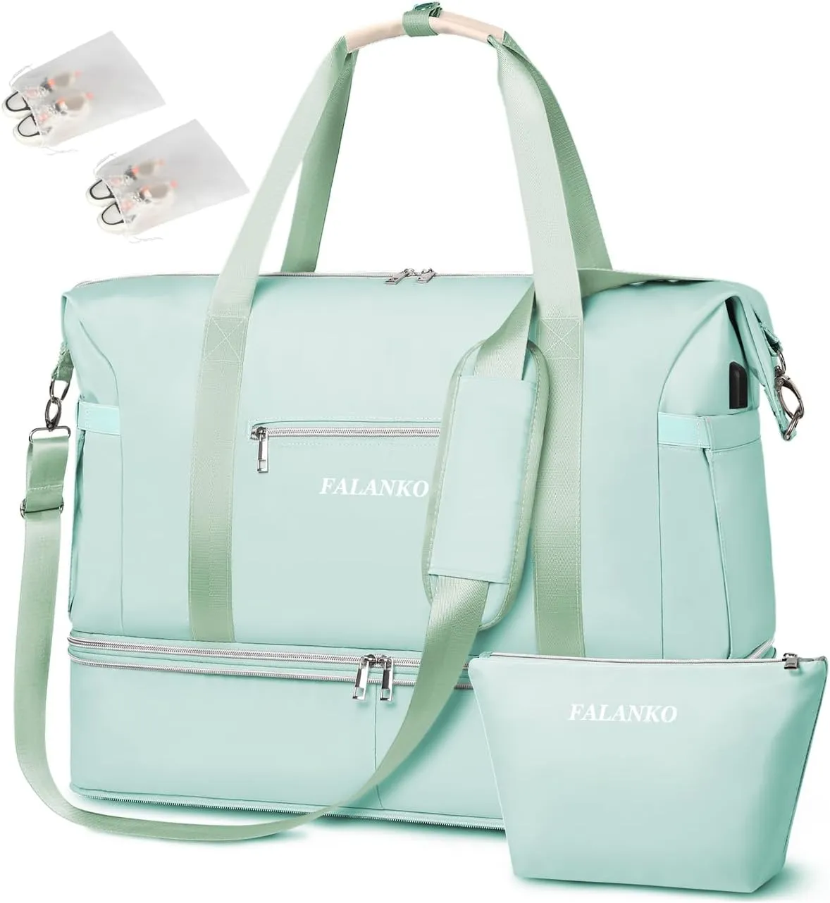 Weekender Bags for Women,Large 44L Expandable Travel Duffel Bag with Shoe Compartment,Toiletry Bag Set,Wet Pocket,Overnight Backpack Carry On Tote for Outdoor,Hospital,Gym,Beach