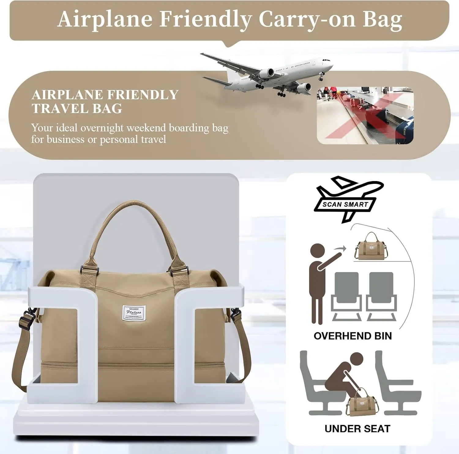 Weekender Bags for Women,Personal Item Travel Bag with Shoes Compartment,Overnight Travel Duffel Bag with Toiletry Bag