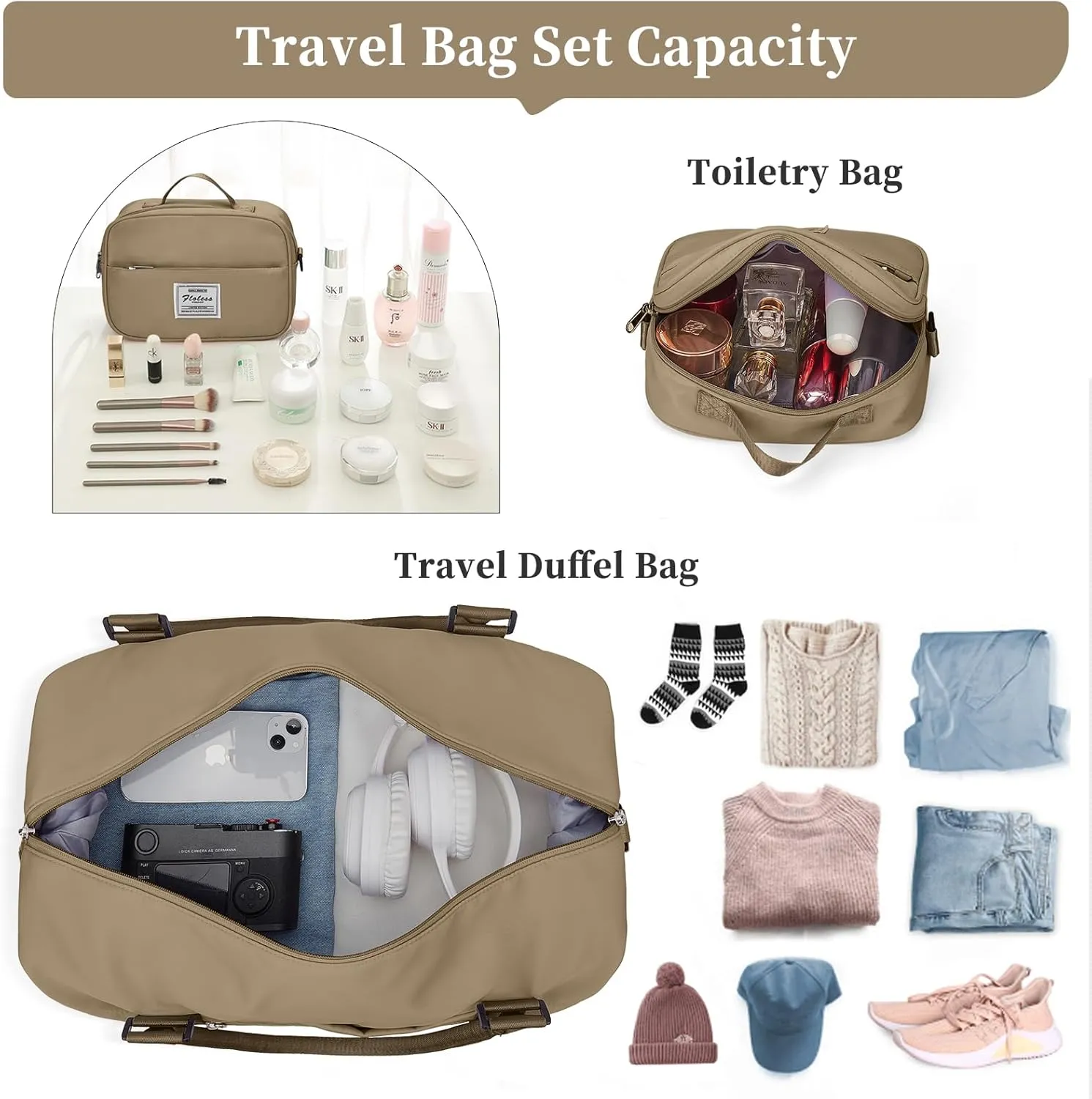 Weekender Bags for Women,Personal Item Travel Bag with Shoes Compartment,Overnight Travel Duffel Bag with Toiletry Bag