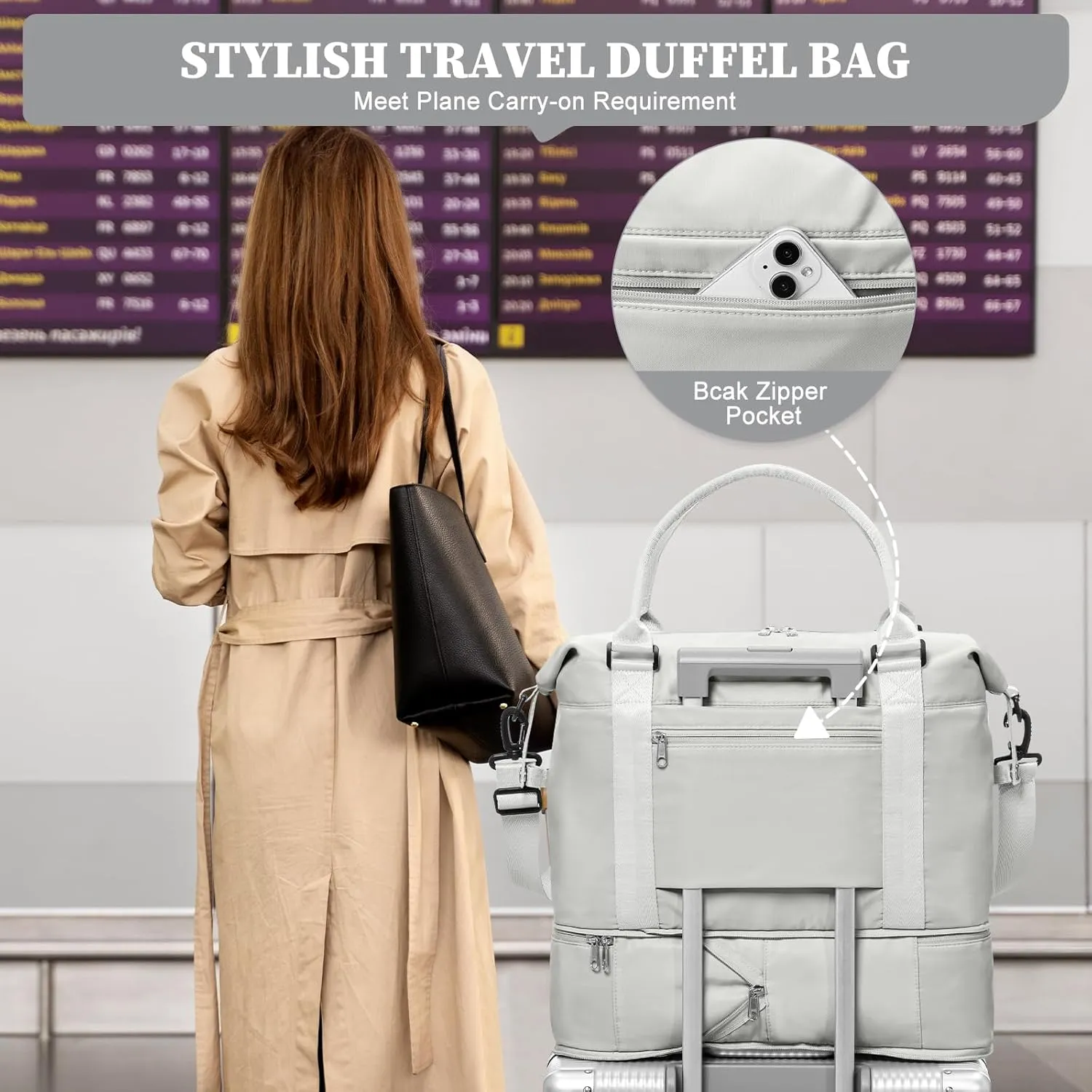 Weekender Bags for Women,Personal Item Travel Bag,Overnight Travel Duffel Bag with Expandable Shoes Compartment & Wet Pocket