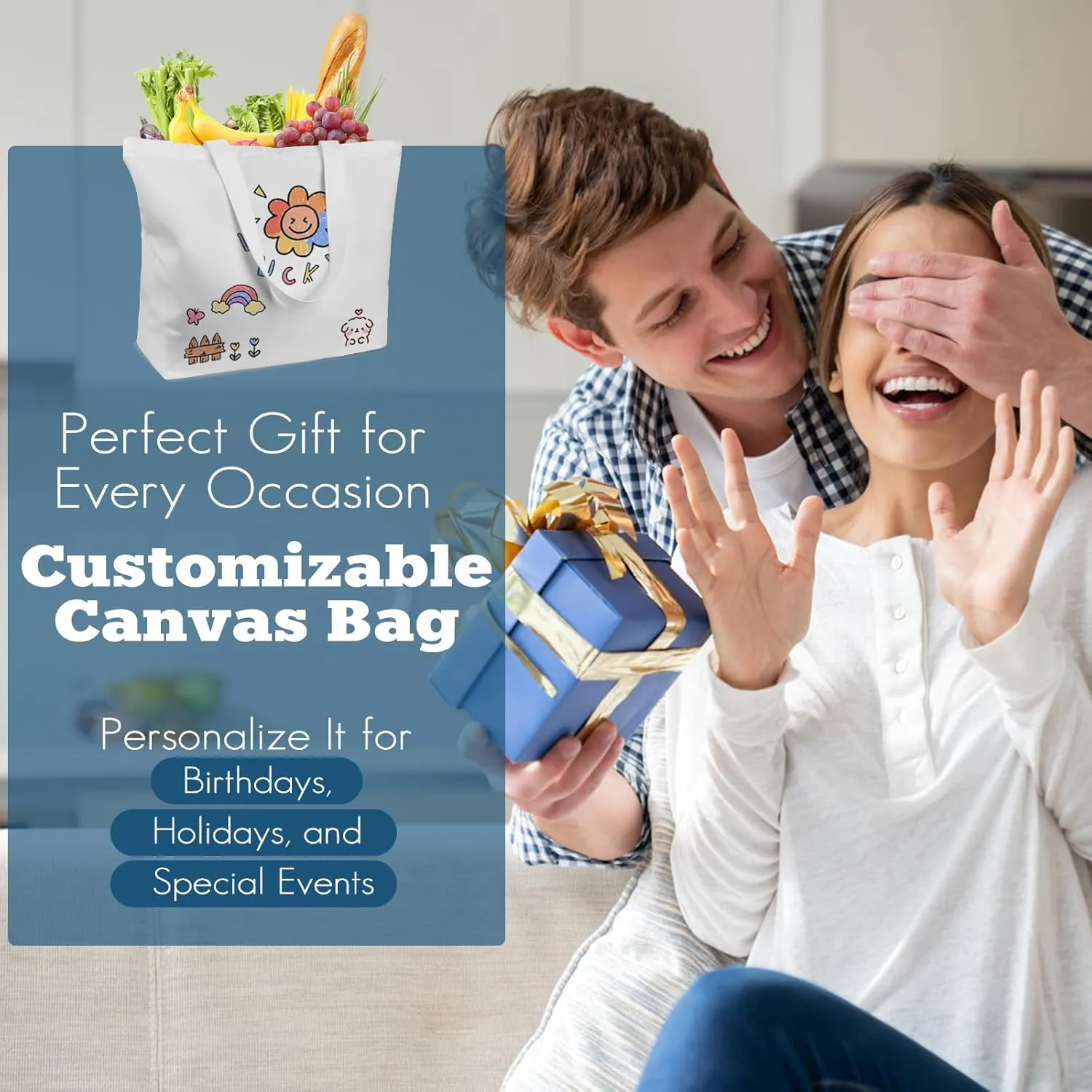 WeStar Sublimation Tote Bags Blanks,12 oz Heavy-Duty Polyester Canvas Tote Bag with Reinforced Zipper & Long Handles, Large Reusable Grocery Bag Ideal for DIY/Travel/Gym/Business Branding(5 Pcs)