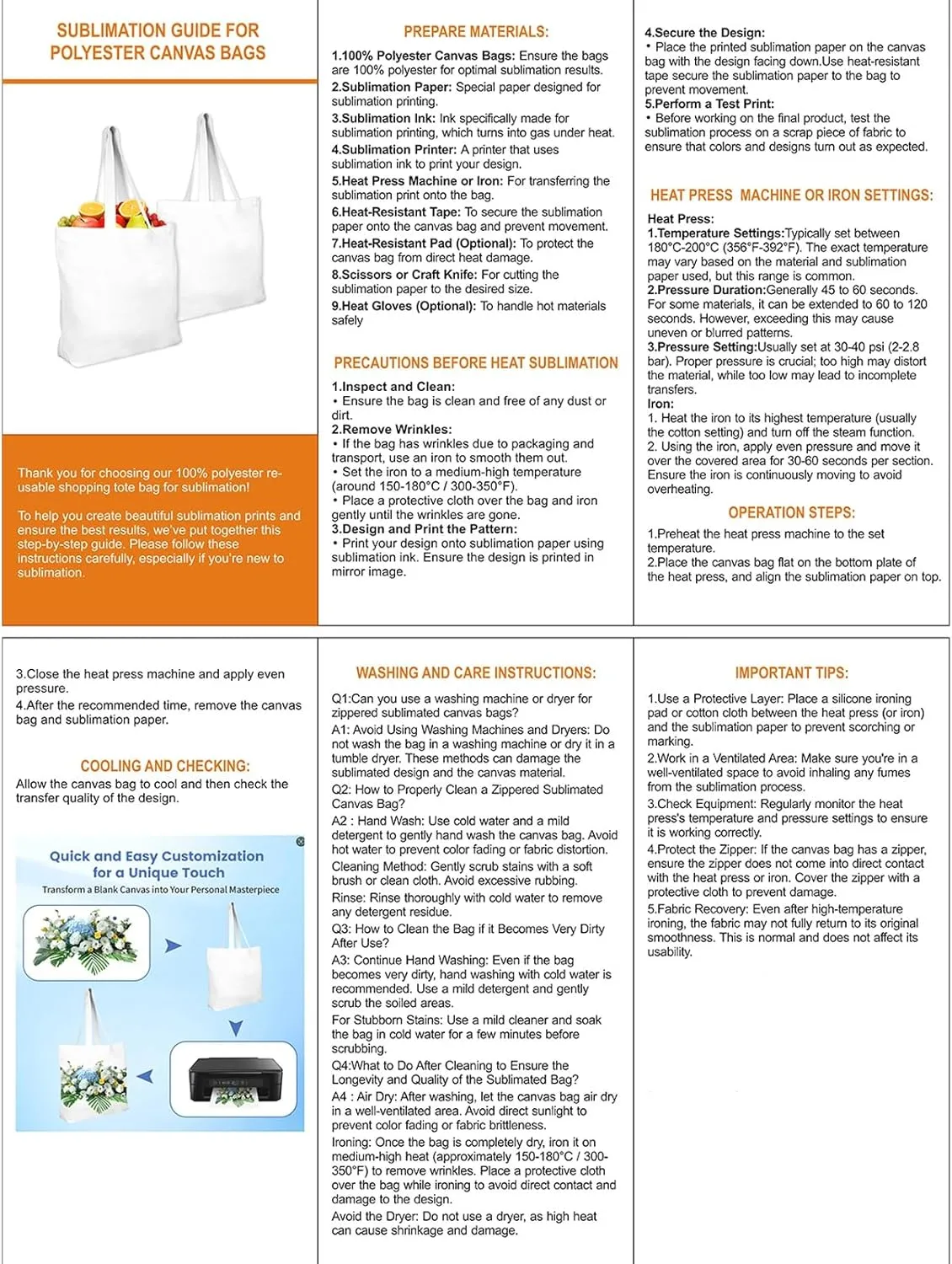WeStar Sublimation Tote Bags Blanks,12 oz Heavy-Duty Polyester Canvas Tote Bag with Reinforced Zipper & Long Handles, Large Reusable Grocery Bag Ideal for DIY/Travel/Gym/Business Branding(5 Pcs)