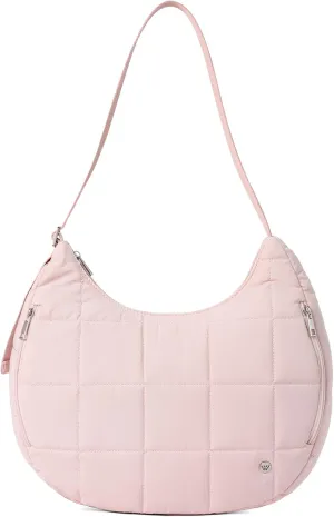 WESTBRONCO Puffer Crescent Shoulder Bag for Women, Nylon Quilted Shoulder Purses, Puffy Handbags with Adjustable Strap