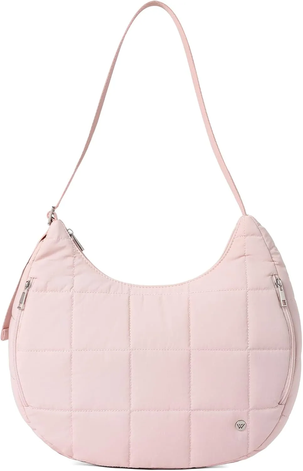 WESTBRONCO Puffer Crescent Shoulder Bag for Women, Nylon Quilted Shoulder Purses, Puffy Handbags with Adjustable Strap