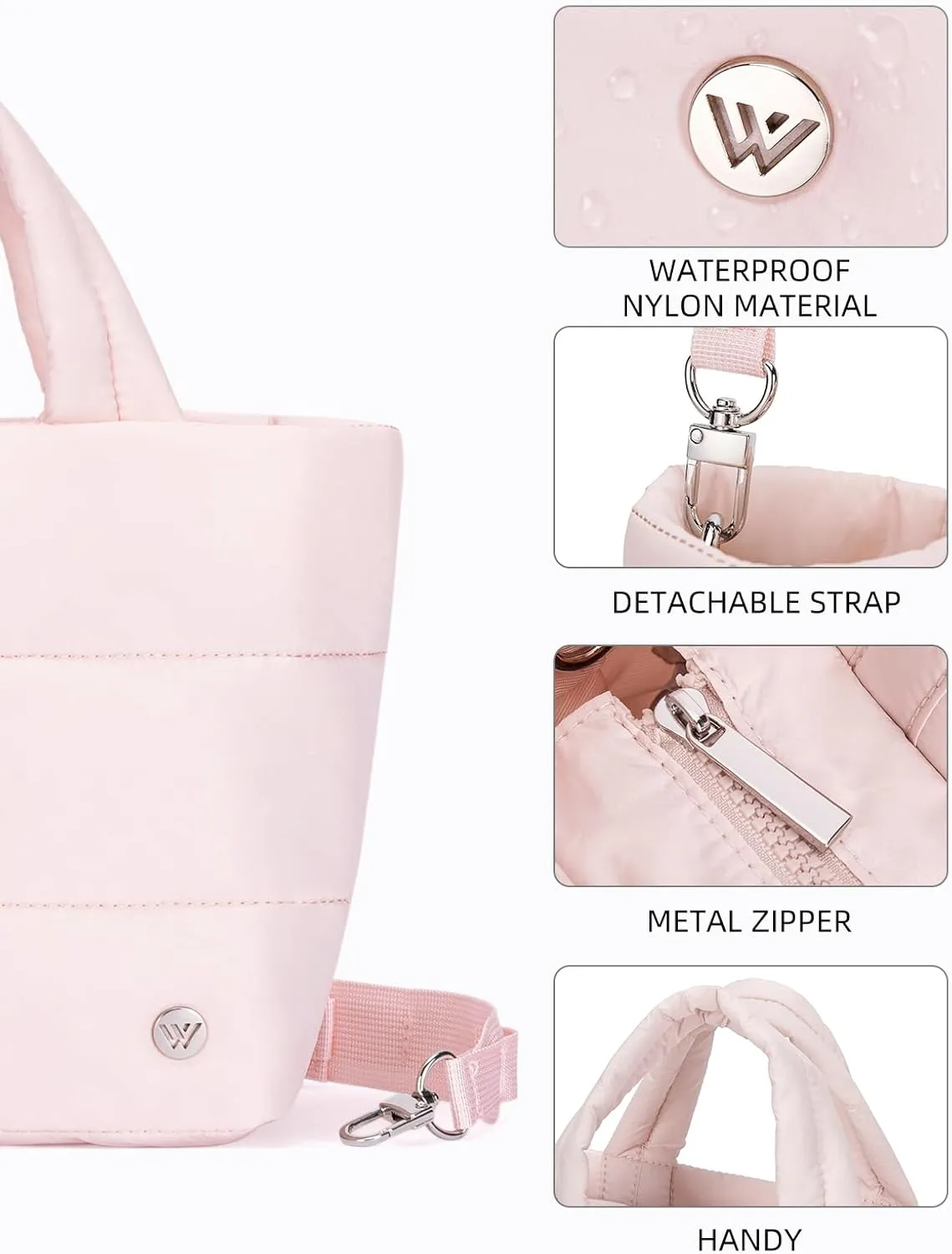 WESTBRONCO Small Puffer Bag Quilted Crossbody Bags for Women Puffy Purse Nylon Shoulder Handbag with Adjustable Strap