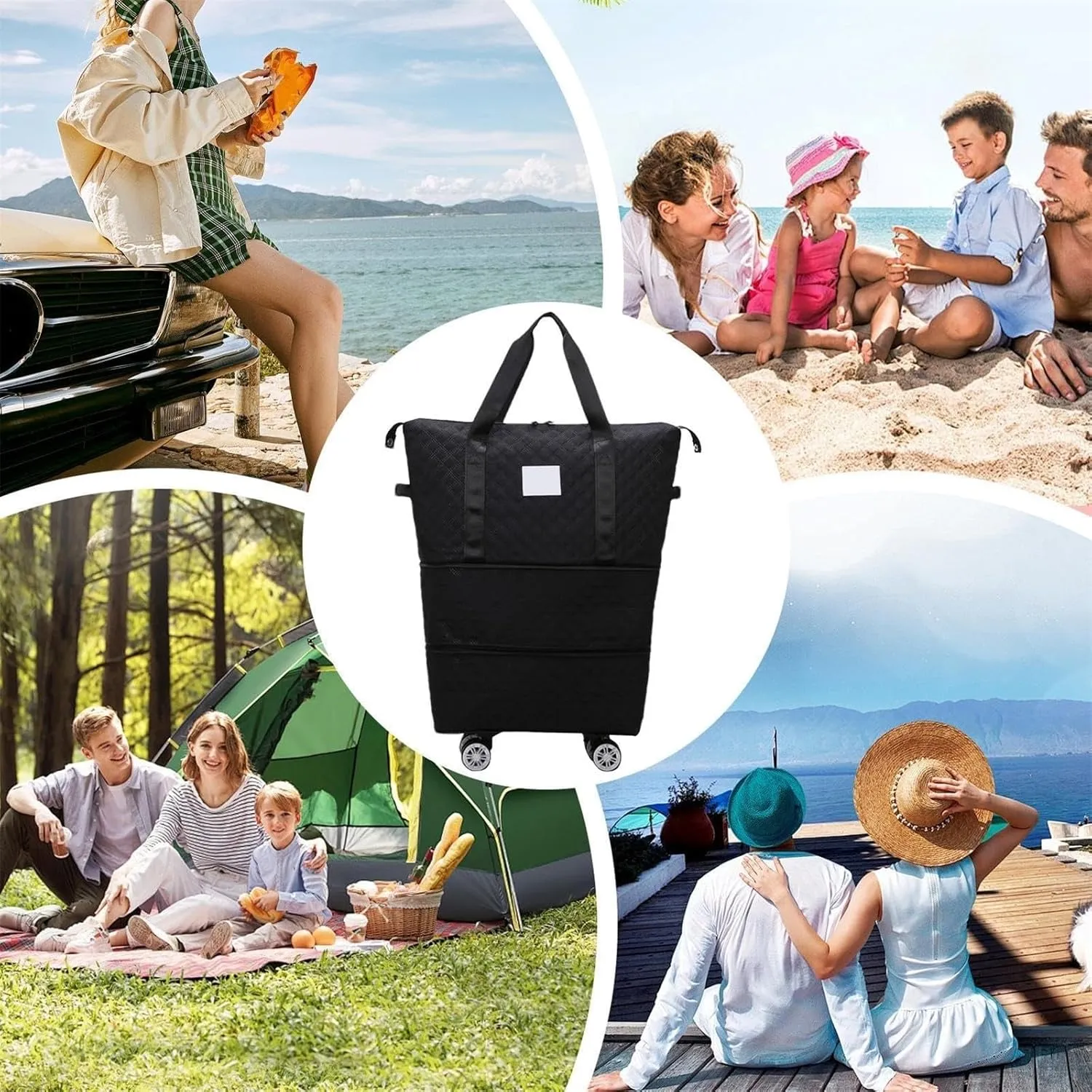 Wheeled Travel Duffel Bag Expandable Suitcase for Travel Folding Carry On Bag Duffel Bag with Wheels for Travel Travel Bag for Wife and Parents Expandable Duffel Suitcase for (Black, One Size)