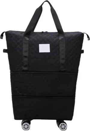 Wheeled Travel Duffel Bag Expandable Suitcase for Travel Folding Carry On Bag Duffel Bag with Wheels for Travel Travel Bag for Wife and Parents Expandable Duffel Suitcase for (Black, One Size)