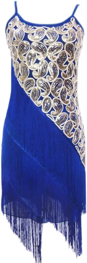 Whitewed 1920 Paisley Art Deco Sequin Tassel Bead Flapper Dance Dresses Costumes