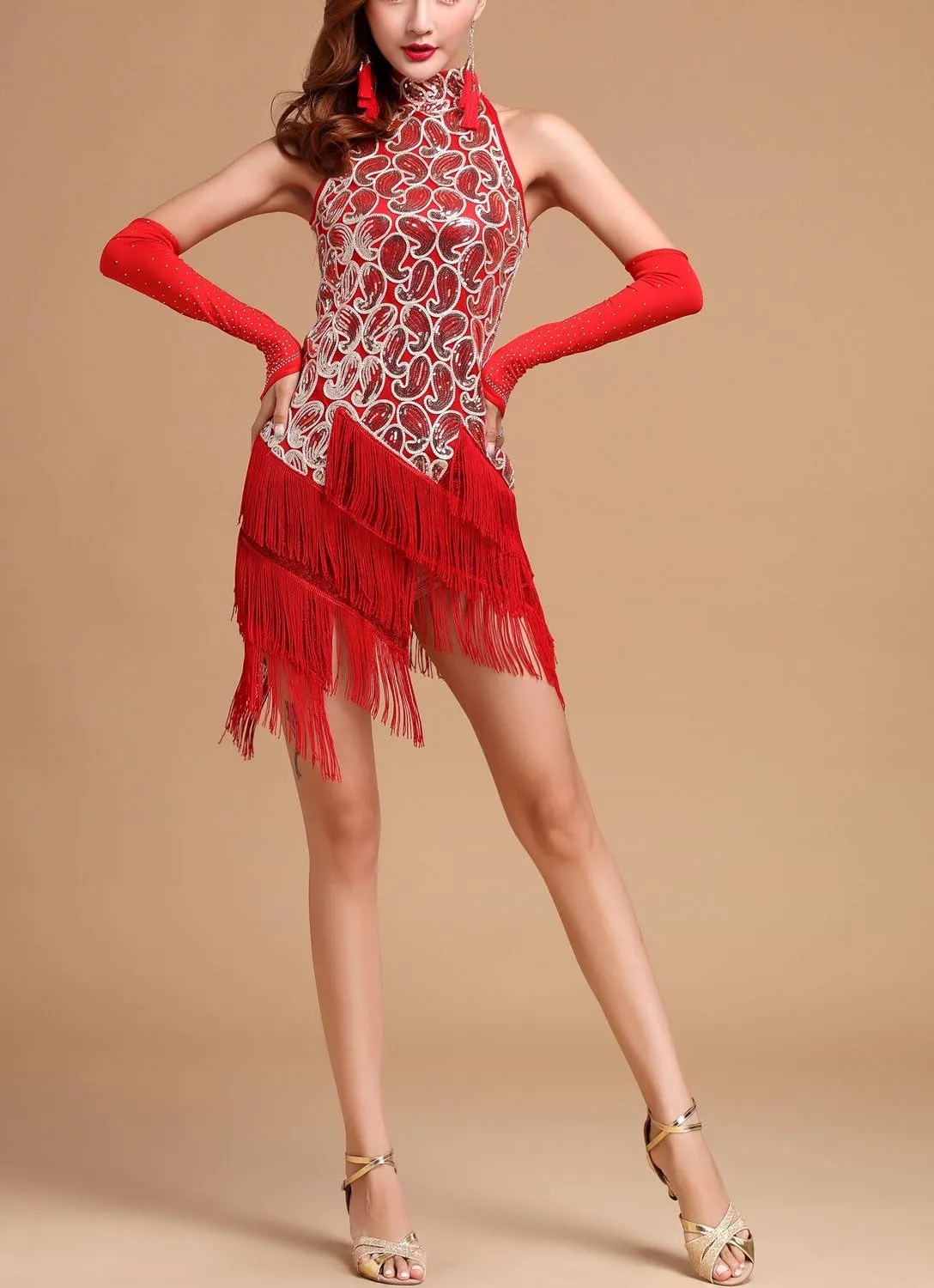 Whitewed Roaring 1920s 20s Sequin Tassel Paisley Flapper Girl Costume Dress