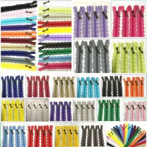 WKXFJJWZC 40Pcs Novelty (40cm) 16 inch Lace Closed End Zippers Nylon for Purse Bags for DIY Sewing Tailor Craft Bed Bag （20/Color） (16 inch)