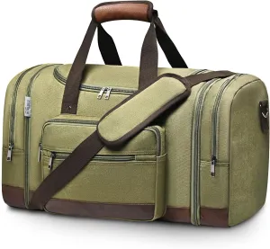 Wolhbege Duffle Bag for Travel,Mens Travel Bag & Carry On Bag for Men with Expandable Design and Luggage Sleeve –Duffel Bag for Gym, Weekender, Overnight Trips Green