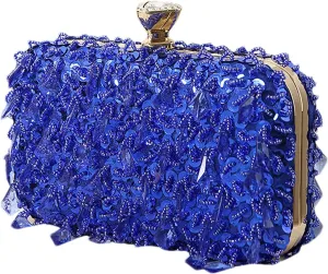 Women Bling Evening Bag Fashion Embroidered Beaded Sequin Clutch Cocktail Wedding Party Purse, Black