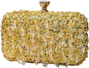 Women Bling Evening Bag Fashion Embroidered Beaded Sequin Clutch Cocktail Wedding Party Purse, Black