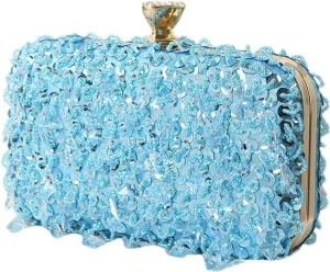 Women Bling Evening Bag Fashion Embroidered Beaded Sequin Clutch Cocktail Wedding Party Purse, Black