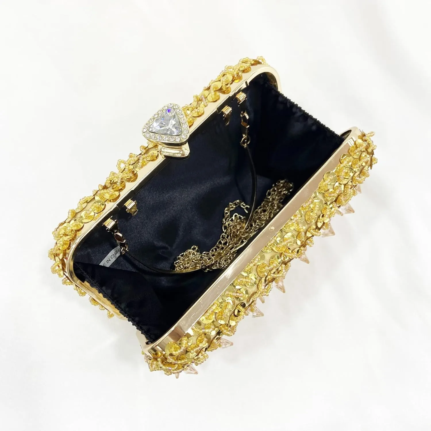 Women Bling Evening Bag Fashion Embroidered Beaded Sequin Clutch Cocktail Wedding Party Purse, Black
