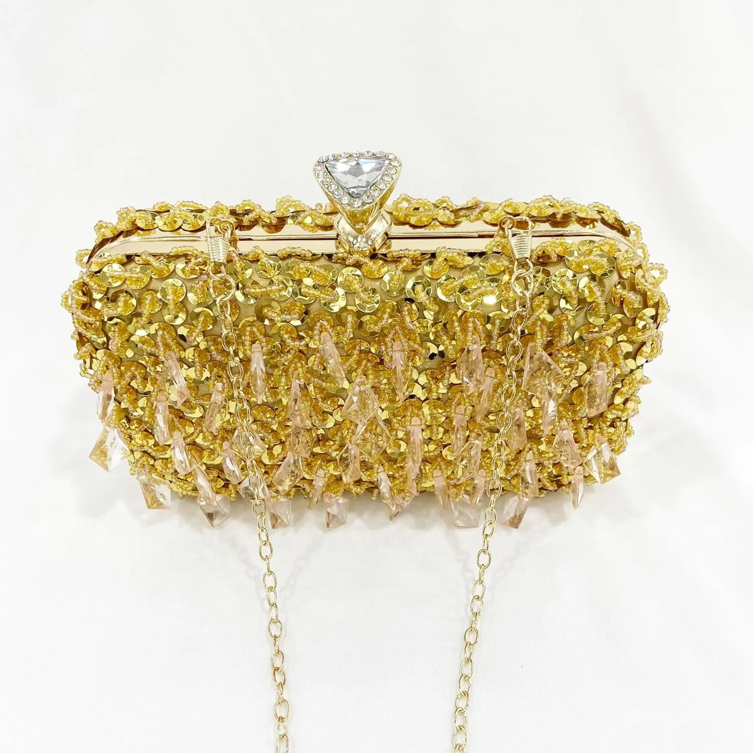 Women Bling Evening Bag Fashion Embroidered Beaded Sequin Clutch Cocktail Wedding Party Purse, Black