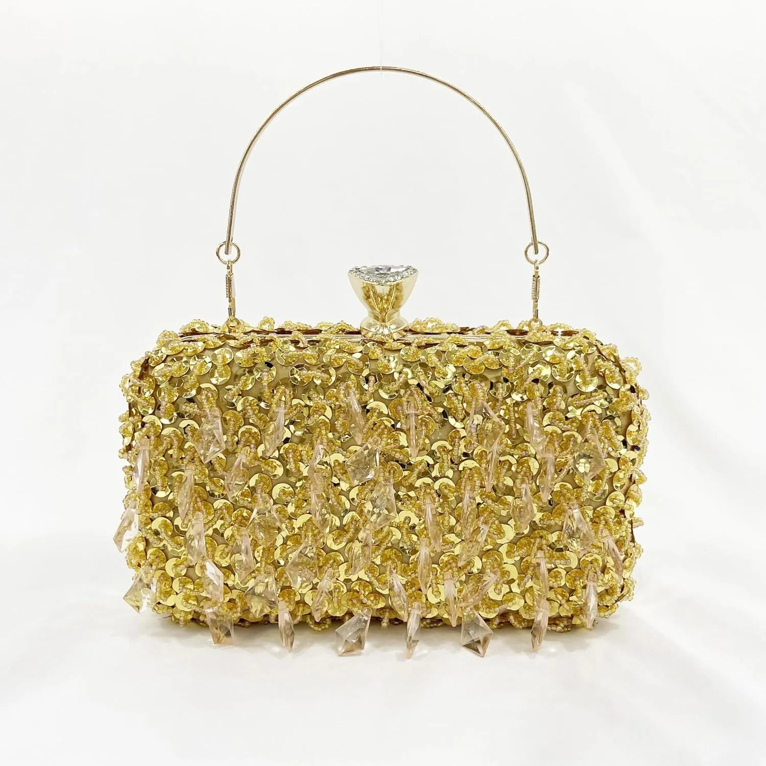 Women Bling Evening Bag Fashion Embroidered Beaded Sequin Clutch Cocktail Wedding Party Purse, Black