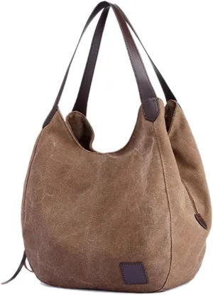 Women Canvas Shoulder Bag Fashion Cotton Canvas Handbags Shoulder Hobo Bags Totes Purses
