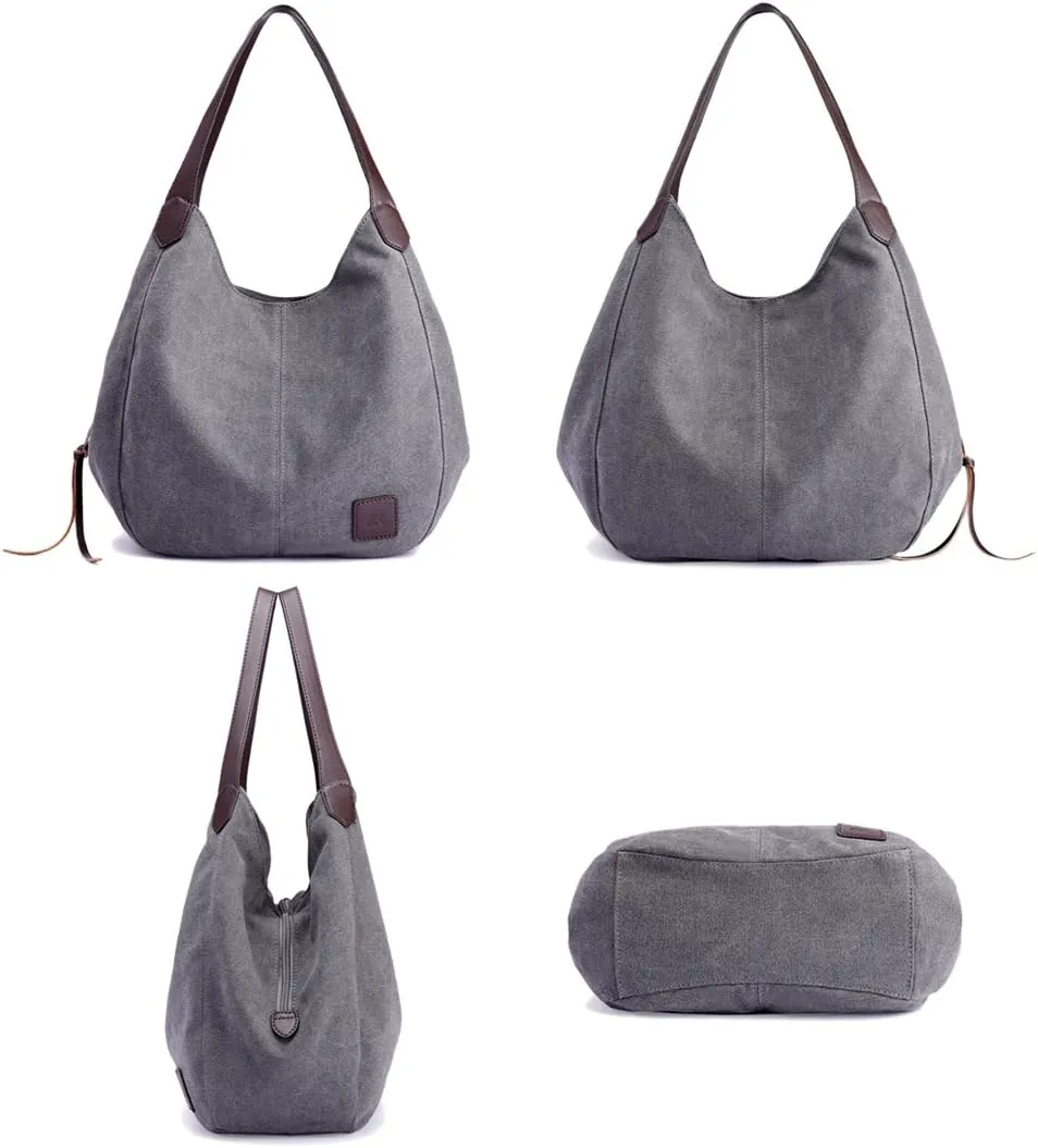 Women Canvas Shoulder Bag Fashion Cotton Canvas Handbags Shoulder Hobo Bags Totes Purses