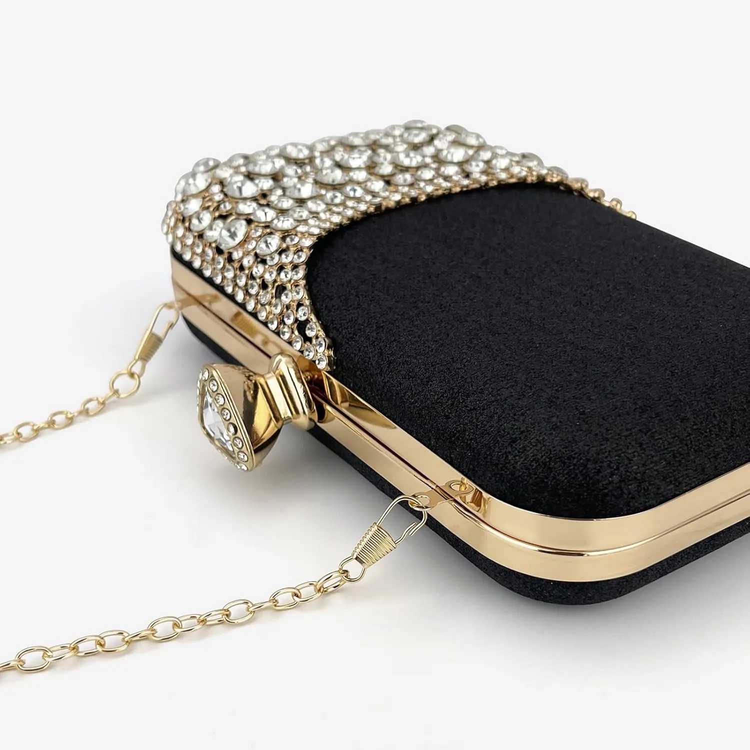 Women Clutch Bag Rhinestone Sequin Evening Bag Half-Moon Shape Crystal Wedding Cocktail Party Purse Sparkling purse
