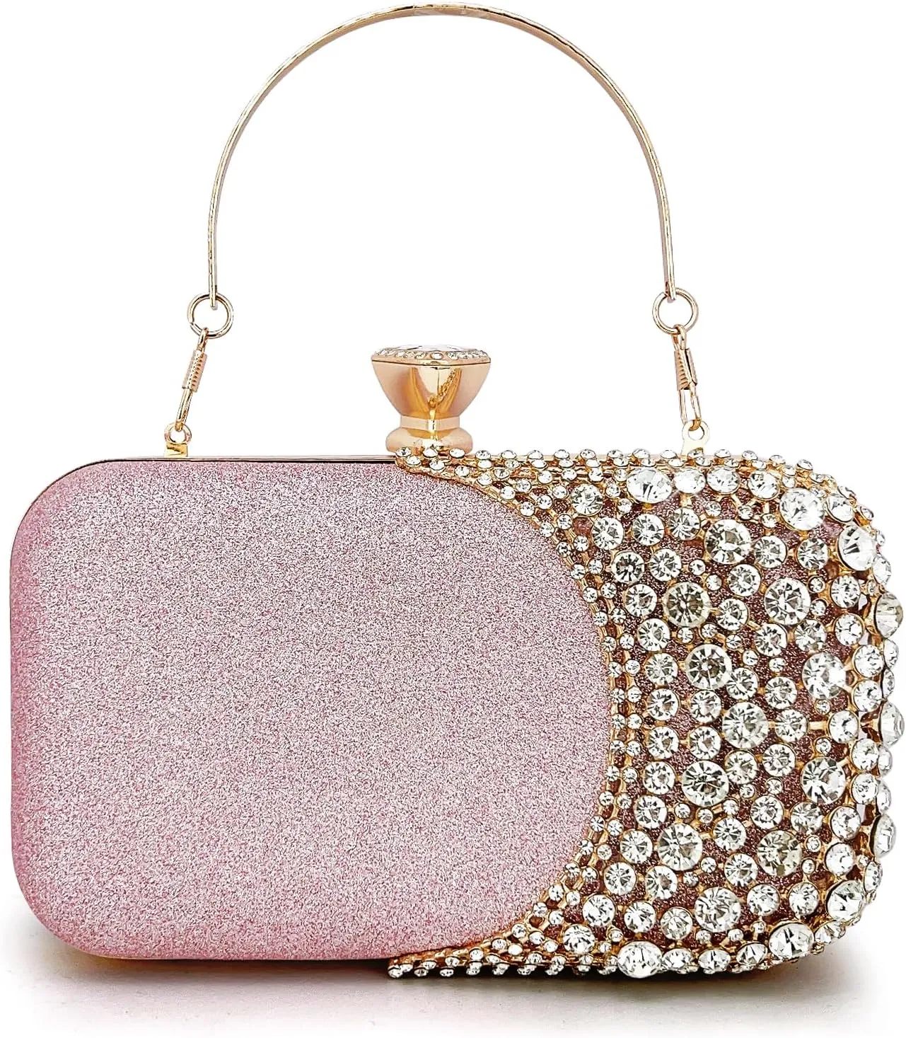 Women Clutch Bag Rhinestone Sequin Evening Bag Half-Moon Shape Crystal Wedding Cocktail Party Purse Sparkling purse