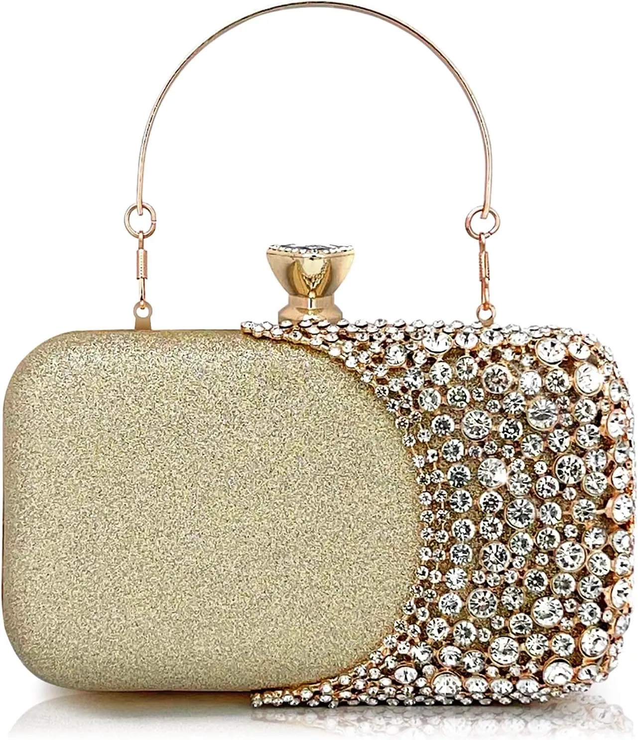 Women Clutch Bag Rhinestone Sequin Evening Bag Half-Moon Shape Crystal Wedding Cocktail Party Purse Sparkling purse