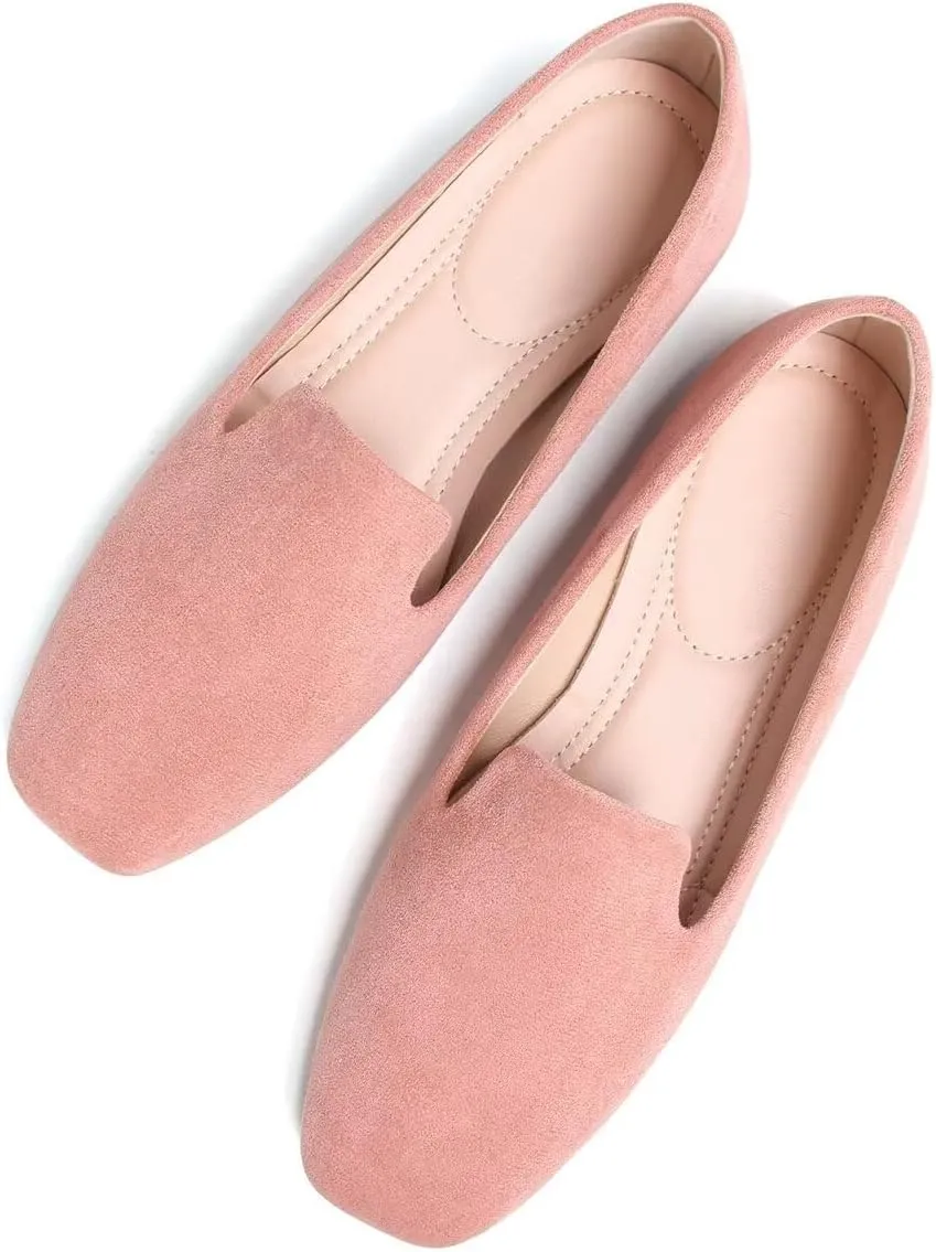 Women Comfortable Flats Candy Colored Cute Slip On Ballet Shoes Soft Sole Dress Casual Office Shoes Moccasins