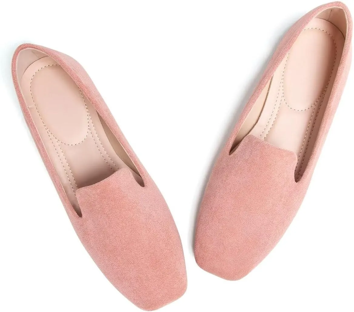 Women Comfortable Flats Candy Colored Cute Slip On Ballet Shoes Soft Sole Dress Casual Office Shoes Moccasins